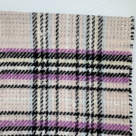 Steve Madden Pink Plaid Houndstooth Reversible Blanket Scarf Wrap Fringe - Picture 7 of 7